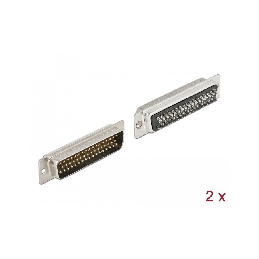 Delock pin de metal macho d-sub hd 50, versión para soldar, 2 piezas