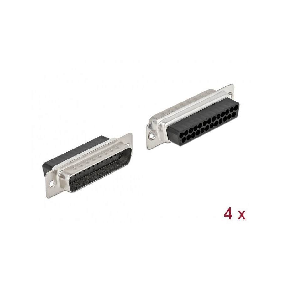 Delock enchufe de crimpado d-sub de 25 clavijas, metal, 4 piezas