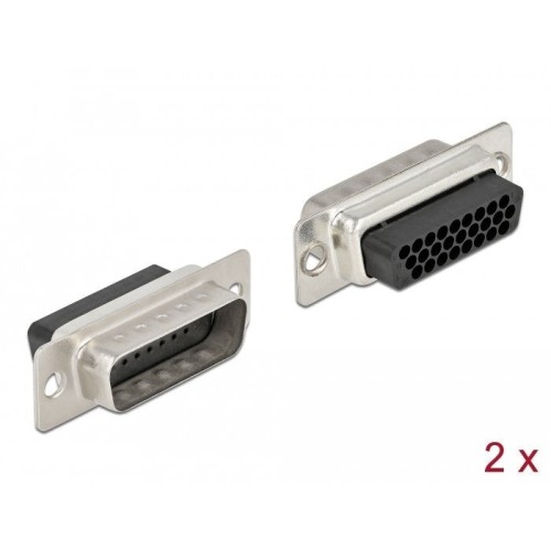 Delock enchufe de crimpado d-sub hd de 26 clavijas, metal, 2 piezas