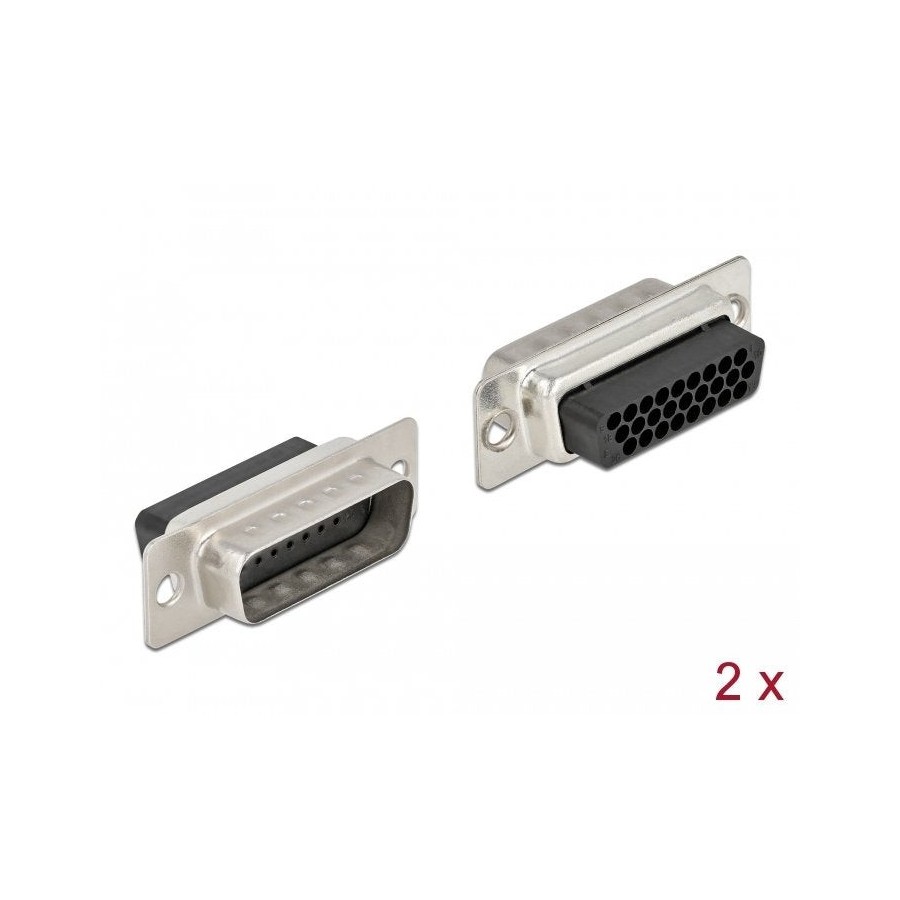 Delock enchufe de crimpado d-sub hd de 26 clavijas, metal, 2 piezas