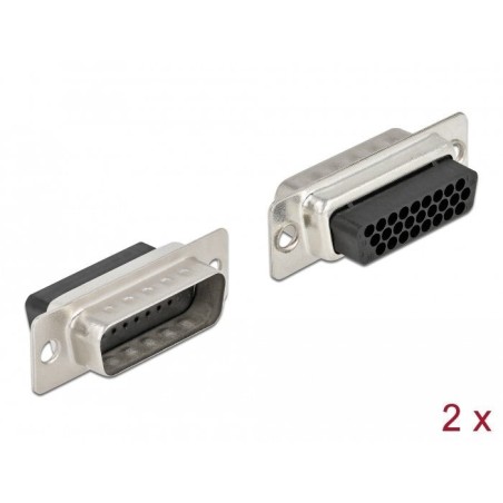 Delock enchufe de crimpado d-sub hd de 26 clavijas, metal, 2 piezas