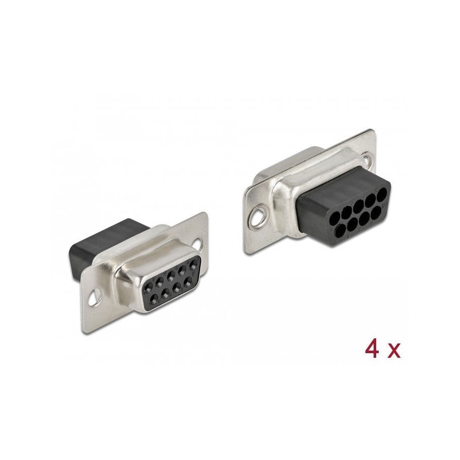 Delock pinza de sujeción hembra d-sub 9, metal, 4 piezas