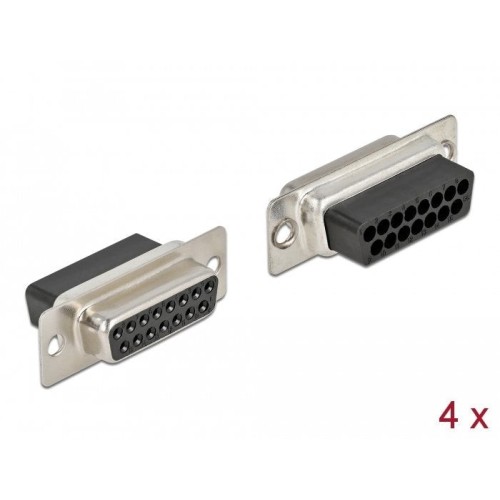 Delock d-sub enchufe de crimpado de 15 clavijas, metal, 4 piezas