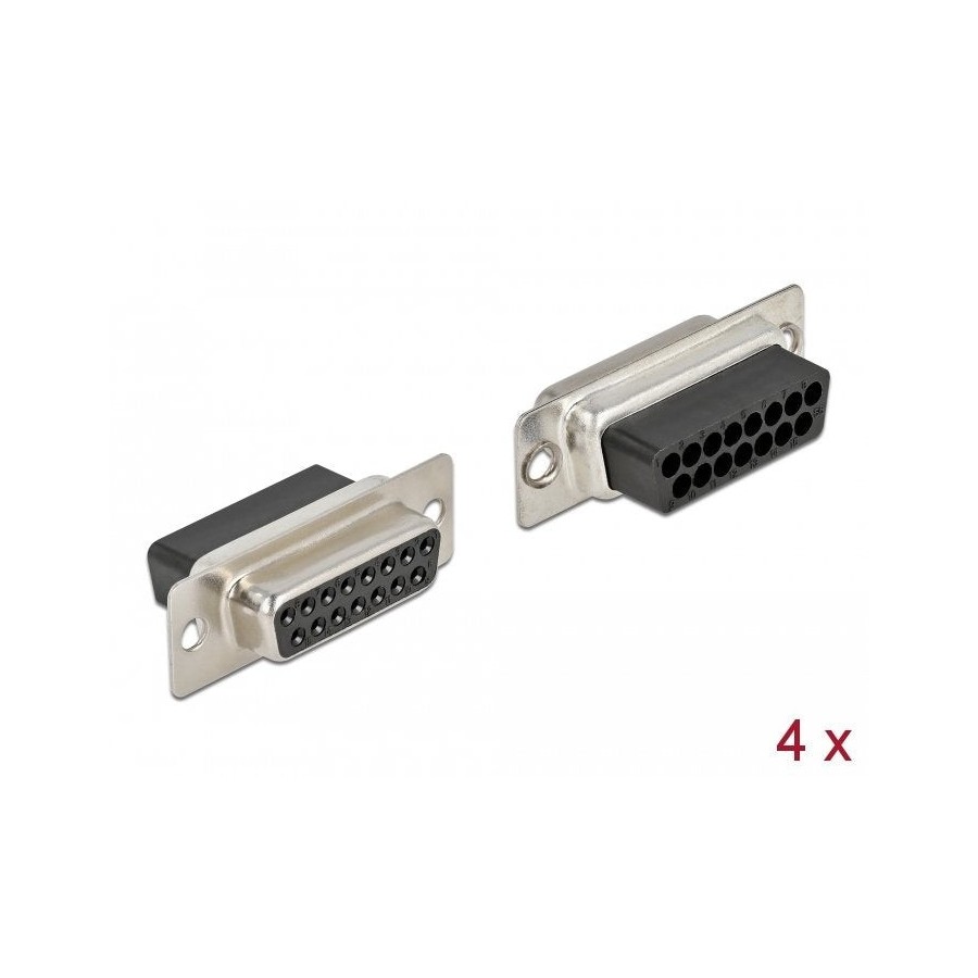 Delock d-sub enchufe de crimpado de 15 clavijas, metal, 4 piezas