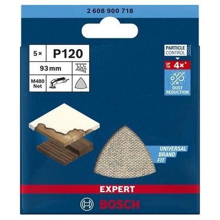 Bosch hoja de lija de malla expert m480 93 mm, grano 120 2608900718