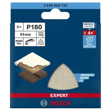 Bosch hoja de lija de malla expert m480 93 mm, grano 180 2608900720
