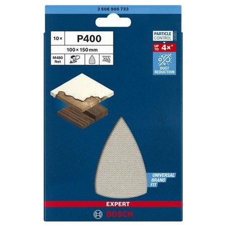 Bosch hoja de lija de malla expert m480 100 x 150 mm, grano 400 2608900733