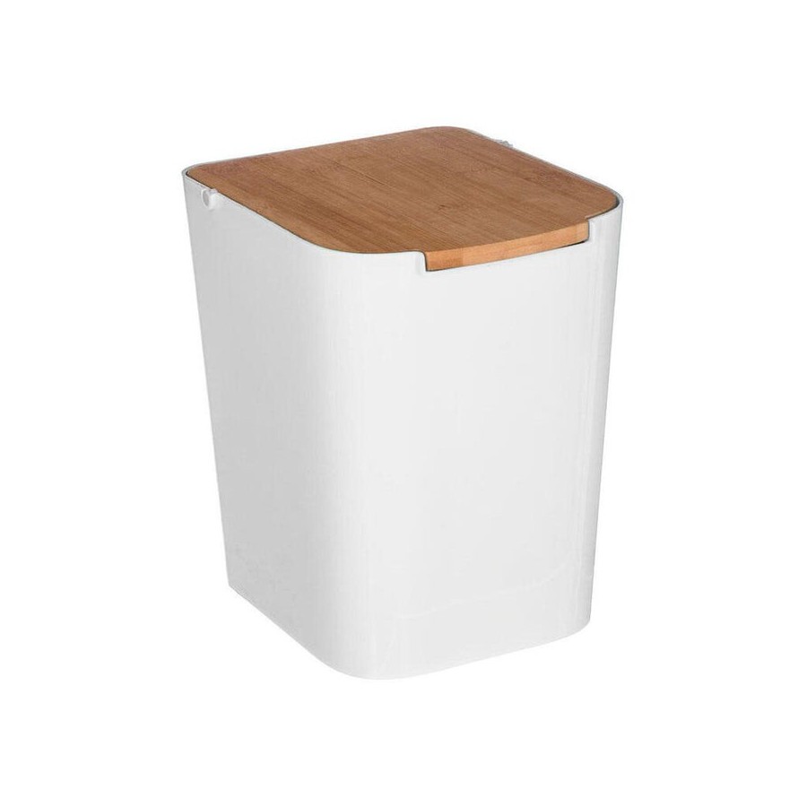 Papelera de baño bambu-blanco 5l colección 'baltik'