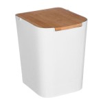 Papelera de baño bambu-blanco 5l colección 'baltik'
