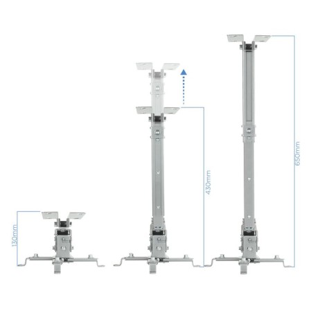 Tooq soporte universal de techo para proyector - inclinable y giratorio - peso max 20kg - plata