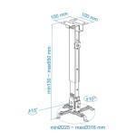 Tooq soporte universal de techo para proyector - inclinable y giratorio - peso max 20kg - plata