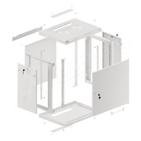 Lanberg armario rack 19 "montaje pared 12u / 600x450 con puerta metálica gris (paquete plano)