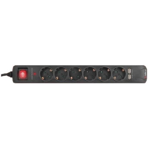 Riello regleta thunder 6002 usb 6 tomas schuko maxima potencia 250v/16a maximo voltaje 6000v boton o