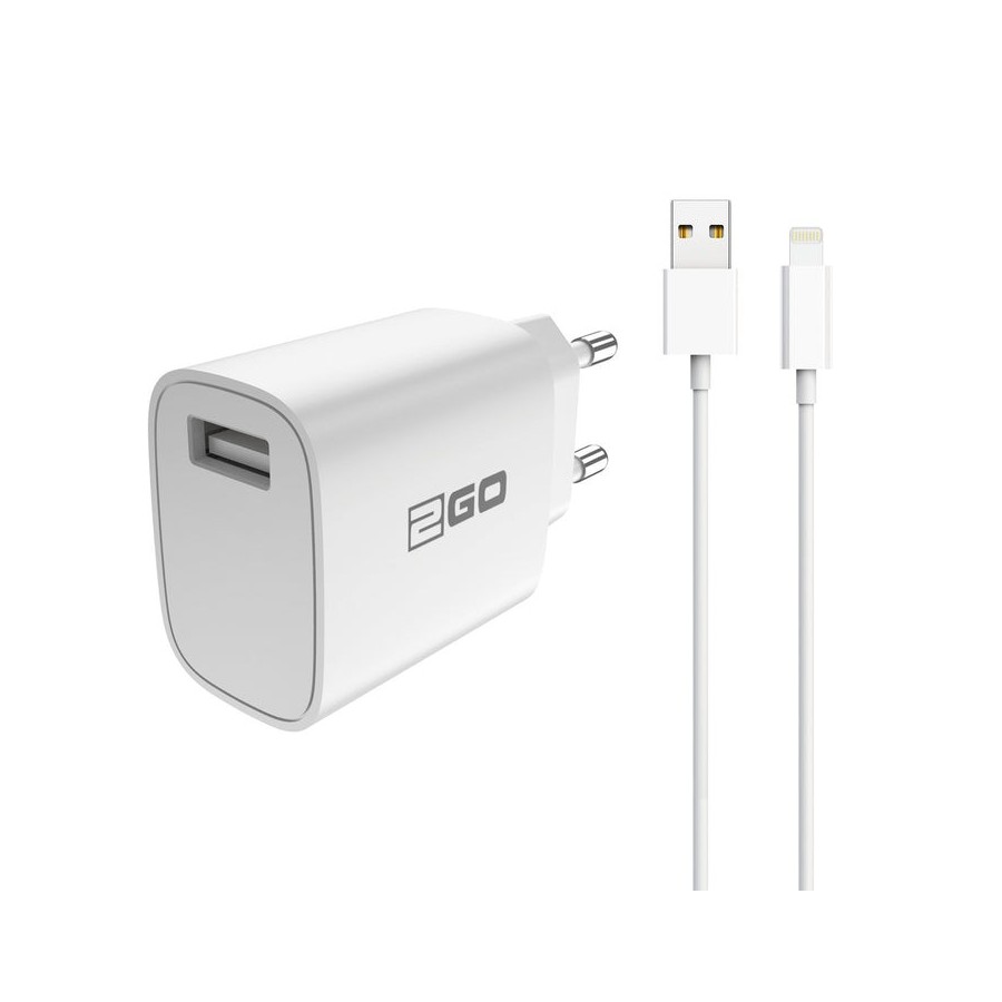 2go cargador + cable lightning blanco para apple
