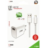 2go cargador + cable lightning blanco para apple
