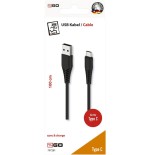 Cable de carga usb 2go - negro - 1m para usb tipo-c
