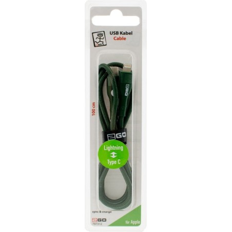 2go usb cable type c-lightning verde
