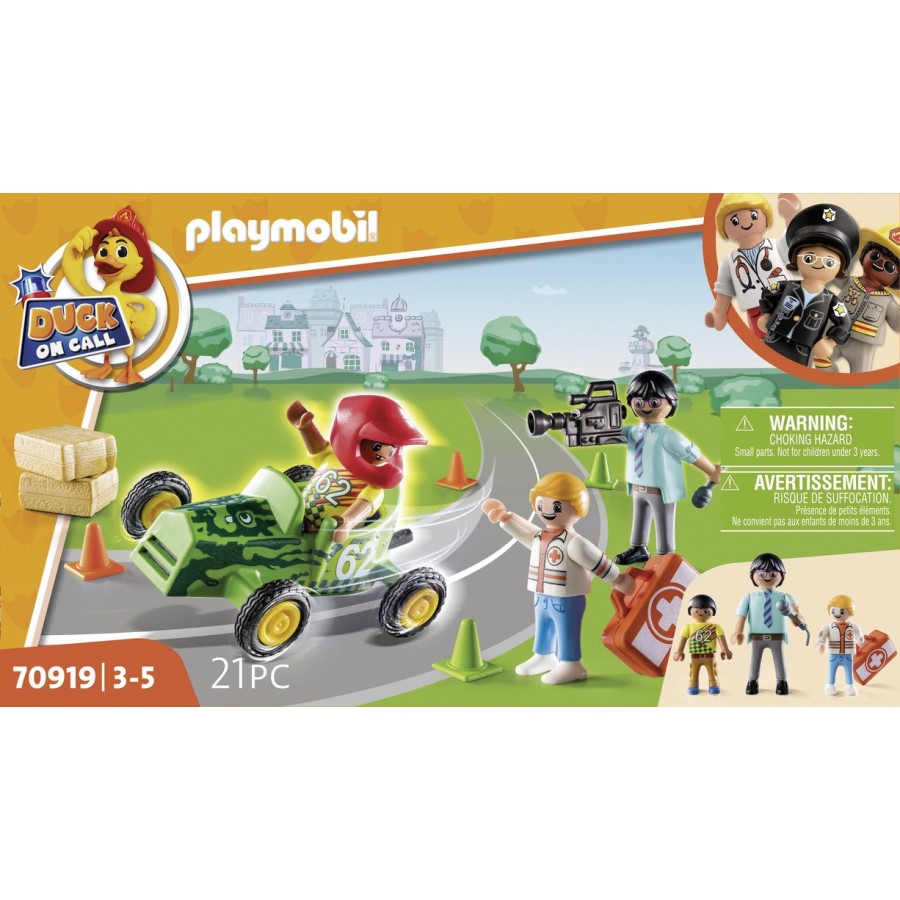 Playmobil 70919 duck on call accion ambulancia ayuda al piloto de carreras