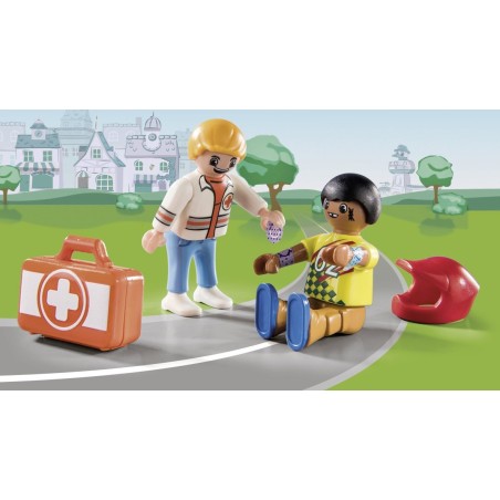 Playmobil 70919 duck on call accion ambulancia ayuda al piloto de carreras