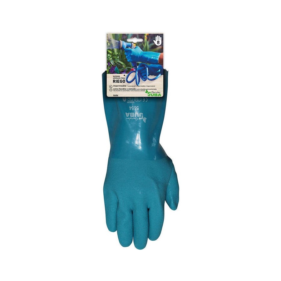 Guante riego jardín pvc longitud antebrazo talla 8 juba