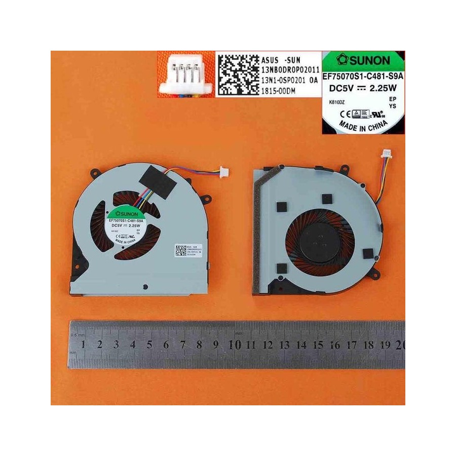Ventilador para portátil asus gl502vm gl502vml gx60vm 13nb00r0p02011 13n1-0sp0201