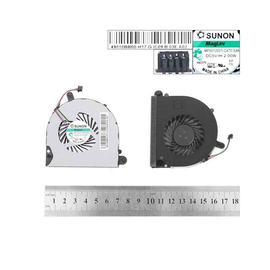 Ventilador cpu para portátil hp probook 6560b 6565b 8560 8560b 8560w 8560p mf60120v1-c050-s9a