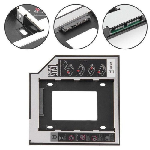 Soporte carcasa caddy cd dvd para disco duro 2.5 2nd sata 12.7mm universal