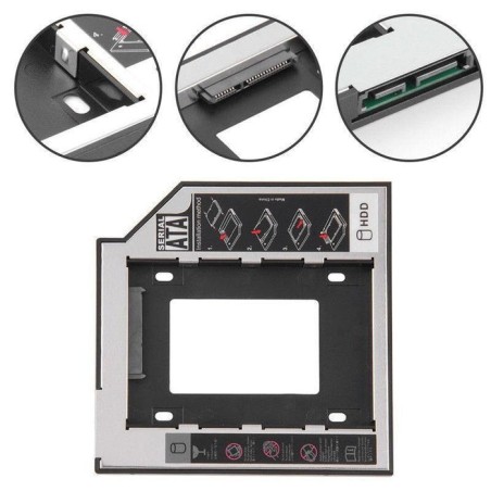 Soporte carcasa caddy cd dvd para disco duro 2.5 2nd sata 12.7mm universal
