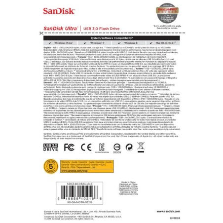 Pendrive 32gb sandisk cruzer ultra usb 3.0