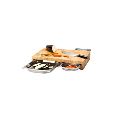 Tabla continenta 4028 de cocina para cortar rectangular madera acero inoxidable, madera