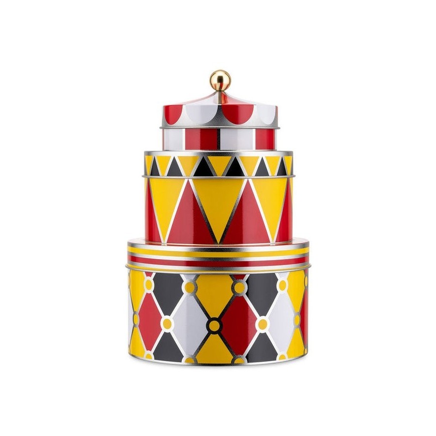 Alessi mw31s3 stapelbare aufbewahrungsbox aus blancoblech con dekor, 3 tlg