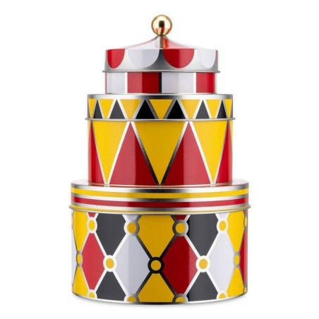 Alessi mw31s3 stapelbare aufbewahrungsbox aus blancoblech con dekor, 3 tlg