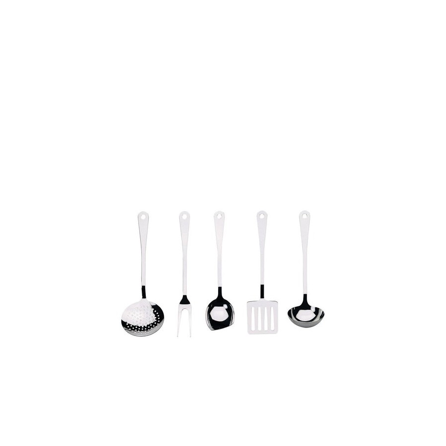 Alessi ajm19s5 l ajm19s5 l juego de cubiertos de cocina de diseño, acero inoxidable, 5 piezas