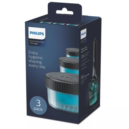 Philips quick clean pod, cartuchos de recarga para afeitadora electrica hombre, pack 3 unidades, fragancia fresh, cc13/50