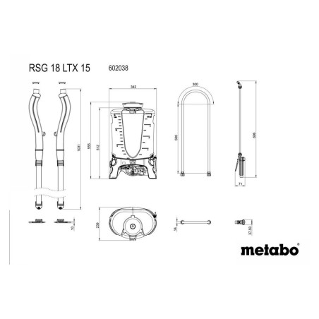Pulverizador de mochila a batería metabo rsg 18 ltx 15 (602038850)