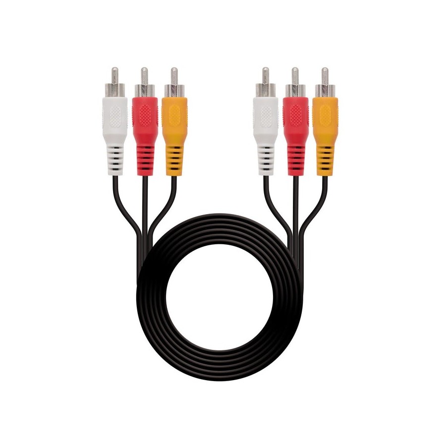 Nanocable cable audio video 3x rca macho a 3x rca macho 1.80m - negro