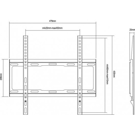 Equip soporte pared 650310 para pantallas planas de 32'/81.28cm a 55'/139.70cm 40kg max fijo negro