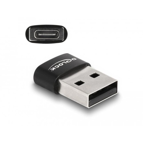 Delock usb 2.0 adaptador usb typ-a macho a usb tipo-c hembra negro