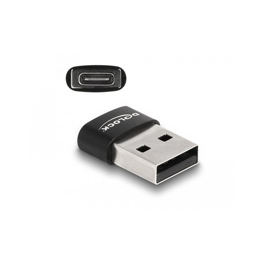 Delock usb 2.0 adaptador usb typ-a macho a usb tipo-c hembra negro