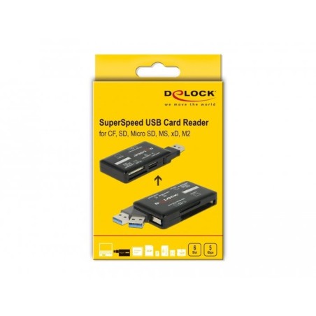Lector de tarjetas externo delock superspeed usb cf / sd / micro sd / ms / m2 / xd