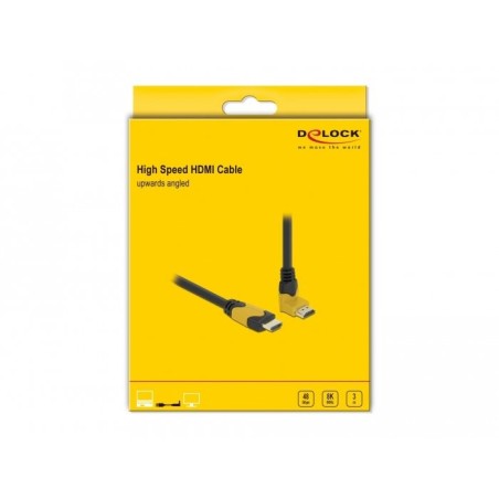 Delock cable high speed hdmi macho recto a macho 90° hacia arriba en ángulo 48 gbps 8k 60 hz 3 m