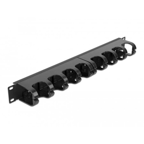 Delock panel de gestión de cables de 19" con 10 rutas de cables cerradas 1u negro