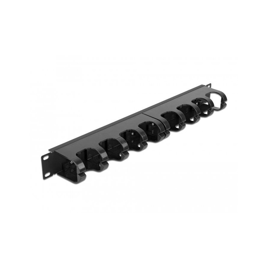 Delock panel de gestión de cables de 19" con 10 rutas de cables cerradas 1u negro