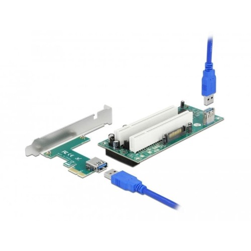 Tarjeta riser pci express x1 a 2 x pci 32 bit ranura con cable de 60 cm