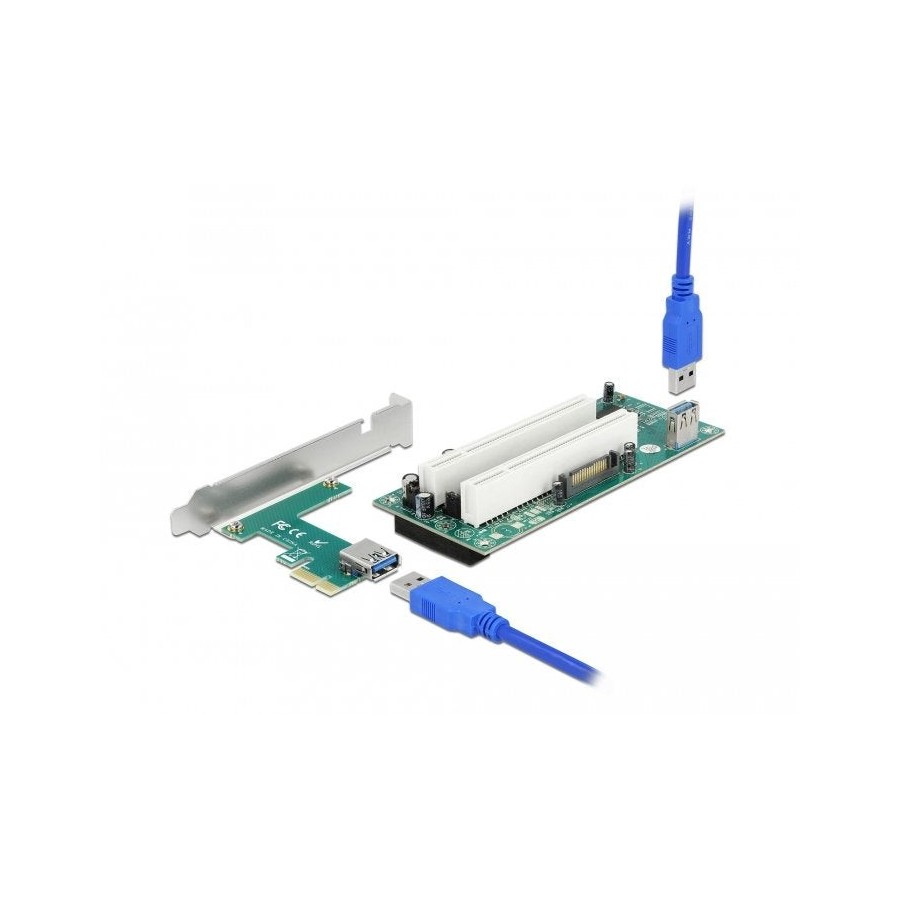 Tarjeta riser pci express x1 a 2 x pci 32 bit ranura con cable de 60 cm