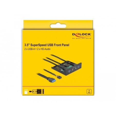 Delock panel frontal de 3.5" usb 3.2 gen 1 2 x usb tipo-a + hd-audio