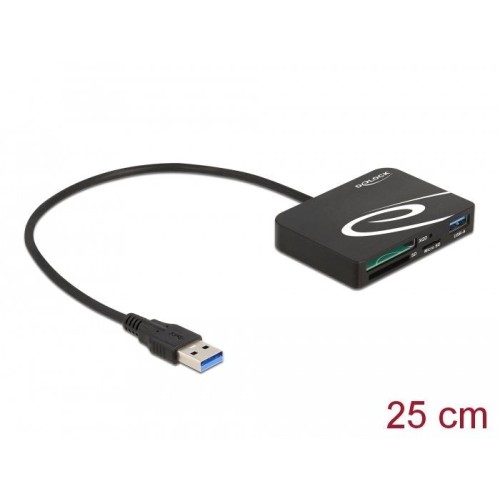 Lector de tarjetas externo delock memorias xqd / sd / micro sd + puerto usb tipo-a
