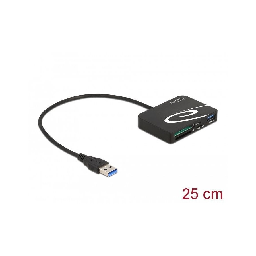 Lector de tarjetas externo delock memorias xqd / sd / micro sd + puerto usb tipo-a