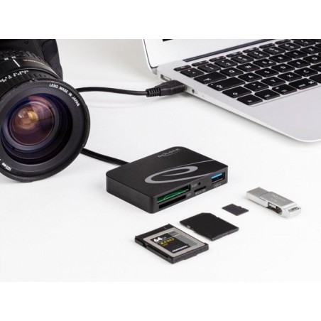 Lector de tarjetas externo delock memorias xqd / sd / micro sd + puerto usb tipo-a