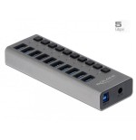 Delock externer superspeed usb hub con 10 puertos + interruptor